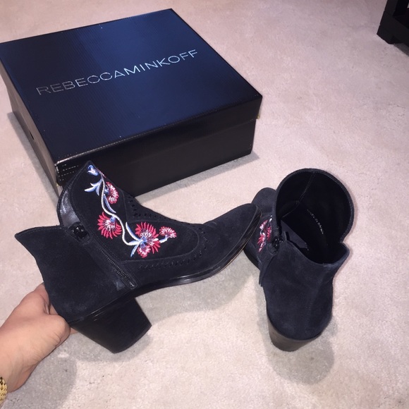 Rebecca Minkoff LuLu Suede Western Ankle Booties - Picture 6 of 8